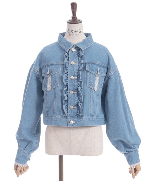 レース×フリルデニムジャケット | レディース服・レディース