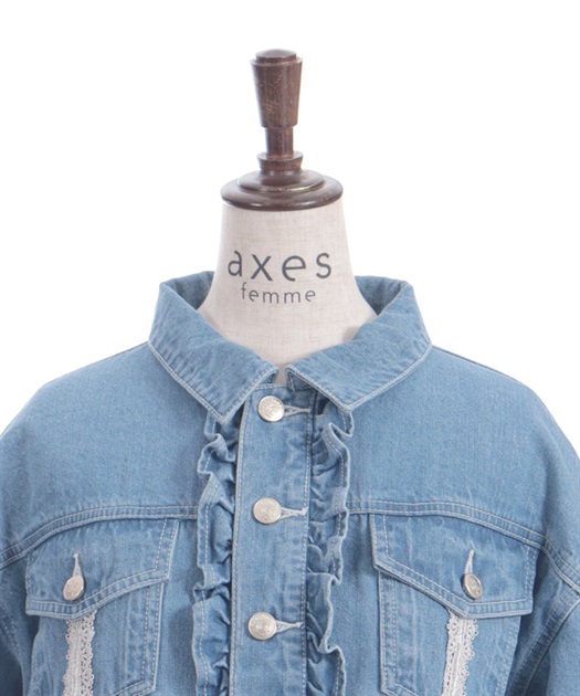 レース×フリルデニムジャケット | レディース服・レディース