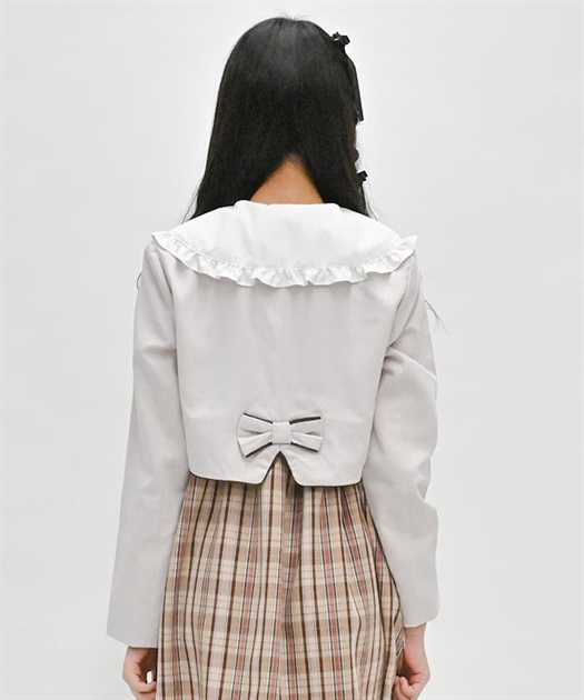 新品【アナトリエ】パイピングノーカラージャケット 36 定価¥23100