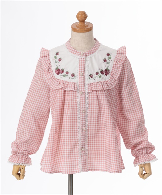 kidsいちご刺繍チェックブラウス | outlet | axes femme online shop kidsいちご刺繍チェックブラウス | outlet | axes femme online shop