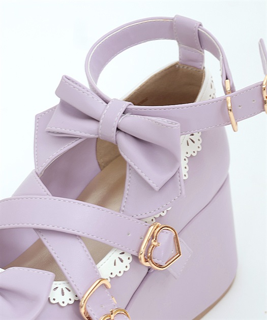 リボンスカラップ配色シューズ | kawaii | axes femme online shop リボンスカラップ配色シューズ | kawaii | axes femme online shop