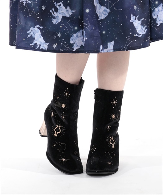 天体モチーフ刺繍ベロアブーツ | outlet | axes femme online shop 天体モチーフ刺繍ベロアブーツ | outlet | axes femme online shop