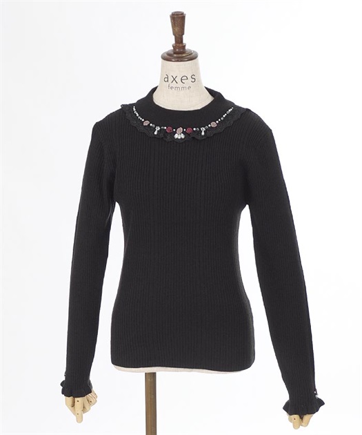 バラボトルネックリブプルオーバー | outlet | axes femme バラボトルネックリブプルオーバー | outlet | axes femme
