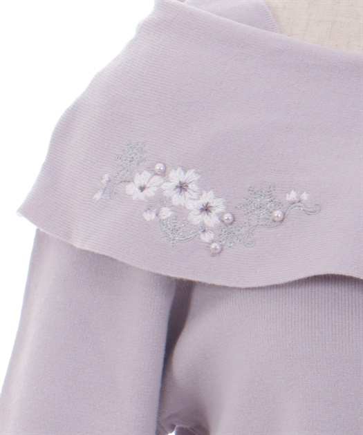 雪桜刺繍オフショル風ニット | outlet | axes femme online shop 雪桜刺繍オフショル風ニット | outlet | axes femme online shop