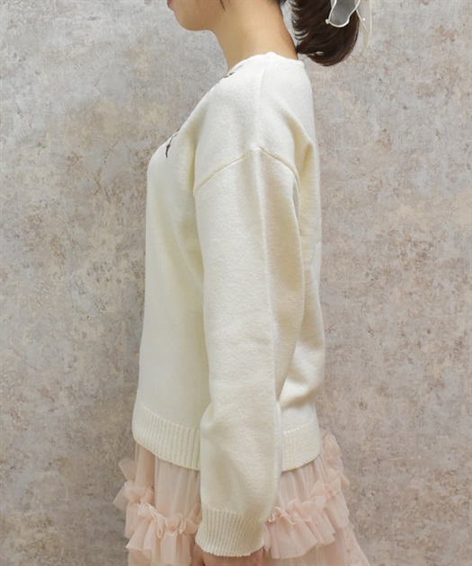 ローズ×鳥刺繍ニットプルオーバー | レディース服・レディース ローズ×鳥刺繍ニットプルオーバー | レディース服・レディース