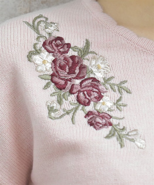 ローズ×鳥刺繍ニットプルオーバー | レディース服・レディース ローズ×鳥刺繍ニットプルオーバー | レディース服・レディース