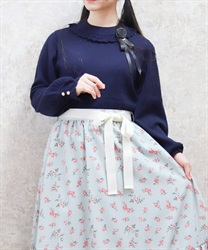 ブローチ付透かしフリルニット | レディース服・レディース