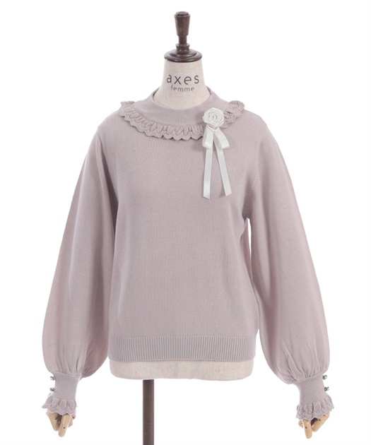 ★お求めやすく価格改定★ ブローチ付透かしフリルニット | レディース服・レディース Pants
