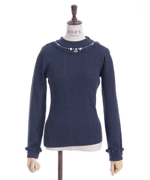 バラボトルネックニットプルオーバー | axes femme | axes femme バラボトルネックニットプルオーバー | axes femme | axes femme