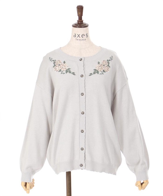 バラ刺しゅうニットカーディガン | 衣料 | axes femme online shop バラ刺しゅうニットカーディガン | 衣料 | axes femme online shop