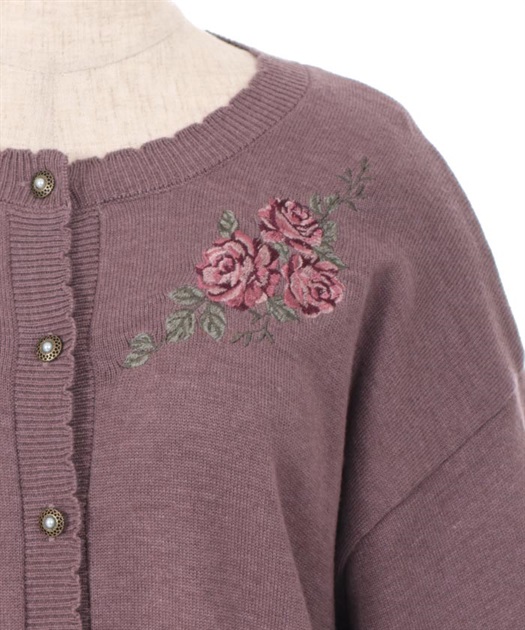 バラ刺しゅうニットカーディガン | 衣料 | axes femme online shop バラ刺しゅうニットカーディガン | 衣料 | axes femme online shop