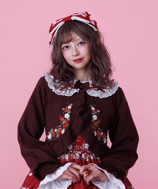 axes femme Chalmiereいちご刺繍ニットボレロ（赤） いちご刺繍ニットボレロ | Chalmiere | axes femme onlineshop