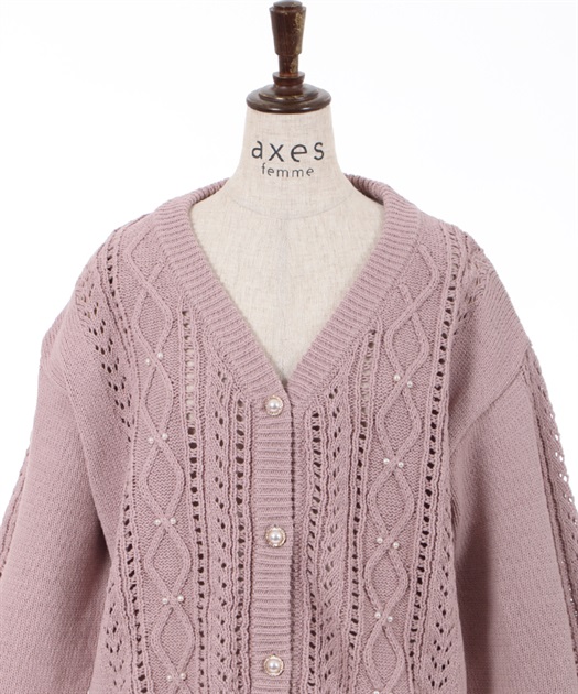 301◇ボーダーカーデ重ね風チュニ ベージュ axes femme