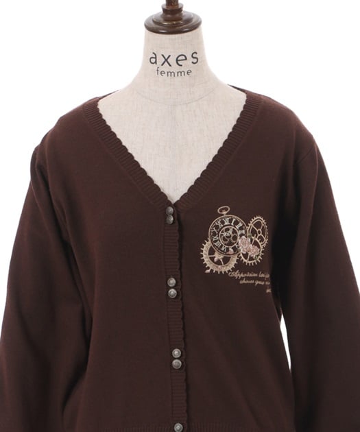 時計×歯車刺繍ニットカーディガン | outlet | axes femme online 時計×歯車刺繍ニットカーディガン | outlet | axes femme online