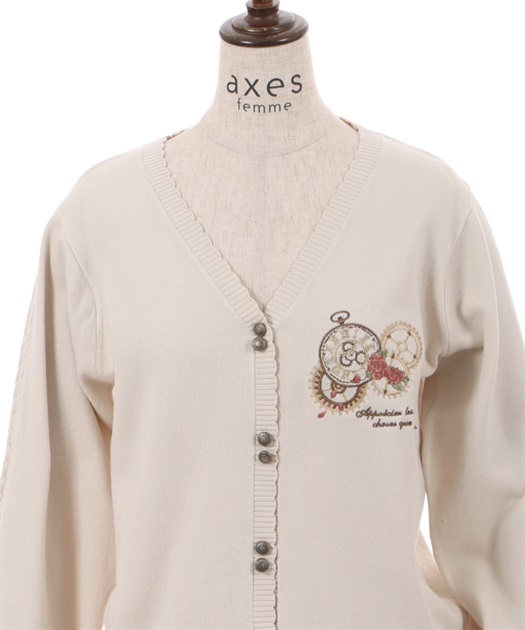 時計×歯車刺繍ニットカーディガン | outlet | axes femme online 時計×歯車刺繍ニットカーディガン | outlet | axes femme online