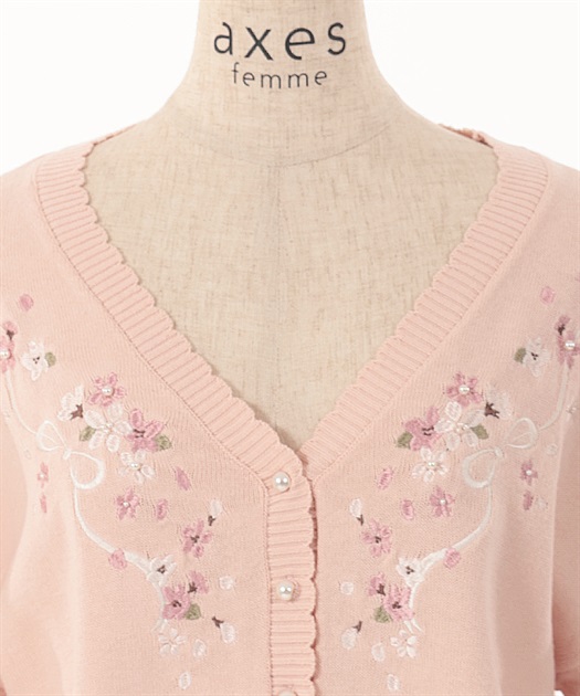SAKURA刺繍ショートカーディガン | outlet | axes femme SAKURA刺繍ショートカーディガン | outlet | axes femme
