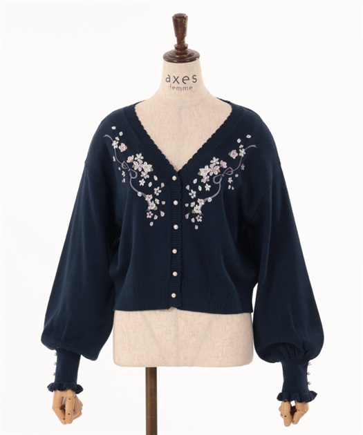 SAKURA刺繍ショートカーディガン | outlet | axes femme SAKURA刺繍ショートカーディガン | outlet | axes femme