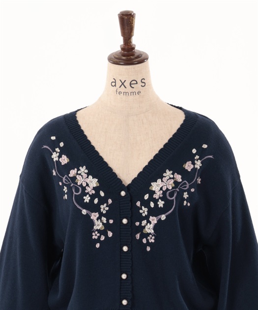 SAKURA刺繍ショートカーディガン | outlet | axes femme SAKURA刺繍ショートカーディガン | outlet | axes femme