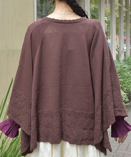 ローズ刺繍ニットポンチョ | レディース服・レディース ローズ刺繍ニットポンチョ | レディース服・レディース
