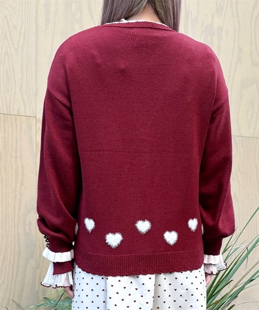 ハートジャカードニットカーディガン【ランク別お値下げ対象商品