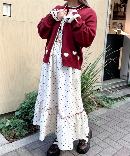 m♡ページ ハートジャカードニットカーディガン | axes femme | axes femme