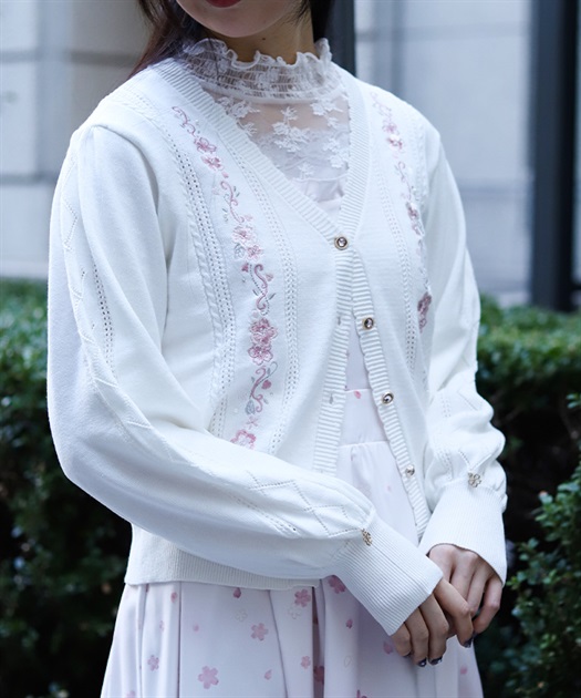 さくらページ 桜刺繍ニットカーディガン | axes femme online shop