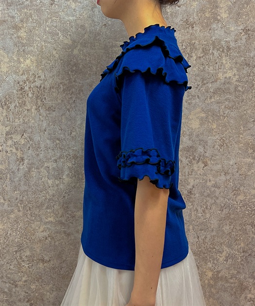 ビジュー付フリルリブトップス | outlet | axes femme online shop ビジュー付フリルリブトップス | outlet | axes femme online shop