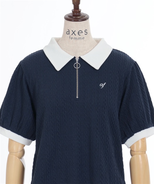 胸元刺繍ハーフジップポロプルオーバー | outlet | axes femme 胸元刺繍ハーフジップポロプルオーバー | outlet | axes femme