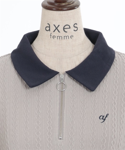 胸元刺繍ハーフジップポロプルオーバー | outlet | axes femme