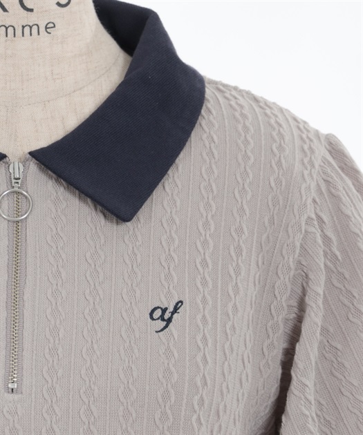 胸元刺繍ハーフジップポロプルオーバー | outlet | axes femme 胸元刺繍ハーフジップポロプルオーバー | outlet | axes femme