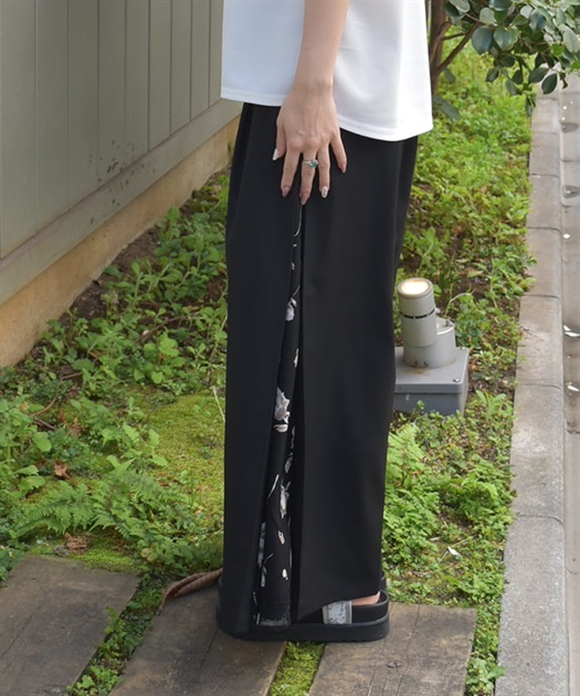 サイド柄切替ワイドパンツ | レディース服・レディース サイド柄切替ワイドパンツ | レディース服・レディース