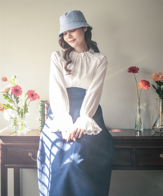 パール釦デザインデニムスカート | outlet | axes femme online shop パール釦デザインデニムスカート | outlet | axes femme online shop