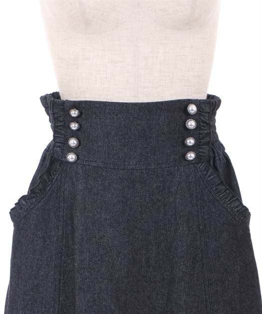 パール釦デザインデニムスカート | outlet | axes femme online shop パール釦デザインデニムスカート | outlet | axes femme online shop