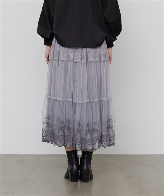 裾刺繍ティアードチュールスカート | outlet | axes femme 裾刺繍ティアードチュールスカート | outlet | axes femme