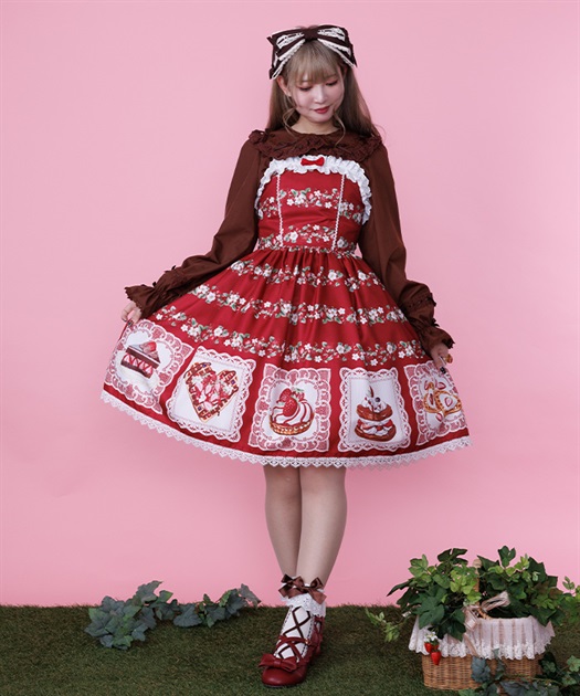 Chalmiere シャルミエール スウィーティアップルジャンパースカート白 ♡Chalmiereシャルミエール♡スウィーティアップルジャンパースカート