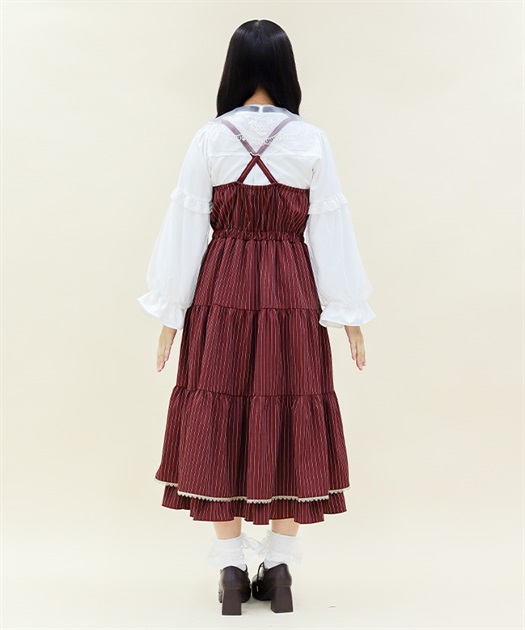 連釦ストライプティアードワンピース | レディース服 連釦ストライプティアードワンピース | レディース服