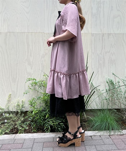 シアーチェックチュニックワンピース | outlet | axes femme