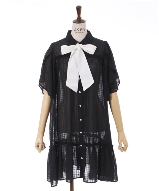 シアーチェックチュニックワンピース | outlet | axes femme シアーチェックチュニックワンピース | outlet | axes femme