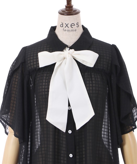 シアーチェックチュニックワンピース | outlet | axes femme シアーチェックチュニックワンピース | outlet | axes femme