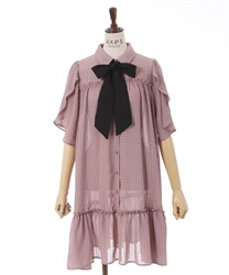 シアーチェックチュニックワンピース | outlet | axes femme シアーチェックチュニックワンピース | outlet | axes femme