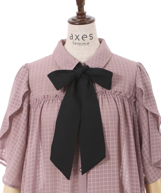 シアーチェックチュニックワンピース | outlet | axes femme シアーチェックチュニックワンピース | outlet | axes femme