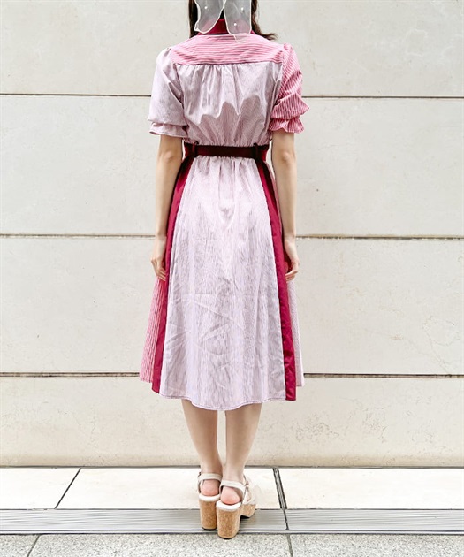 ストライプ切替配色シャツワンピース | outlet | axes femme