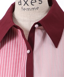 ストライプ切替配色シャツワンピース | outlet | axes femme ストライプ切替配色シャツワンピース | outlet | axes femme