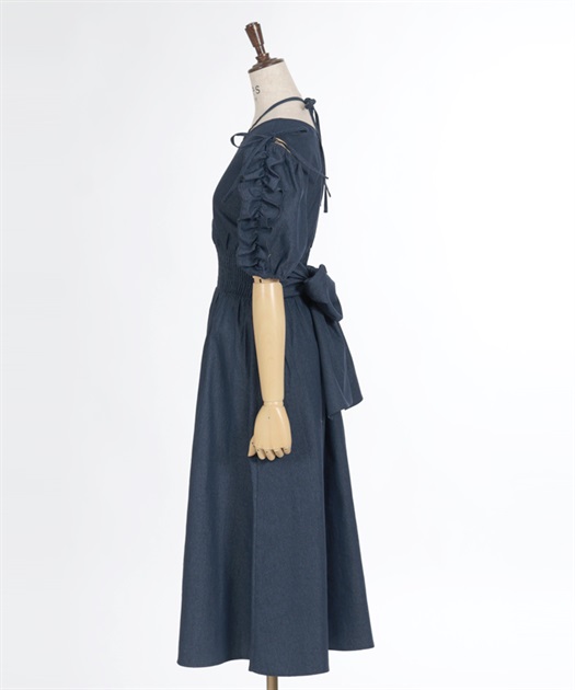 フリル袖シャーリングワンピース | outlet | axes femme online shop フリル袖シャーリングワンピース | outlet | axes femme online shop