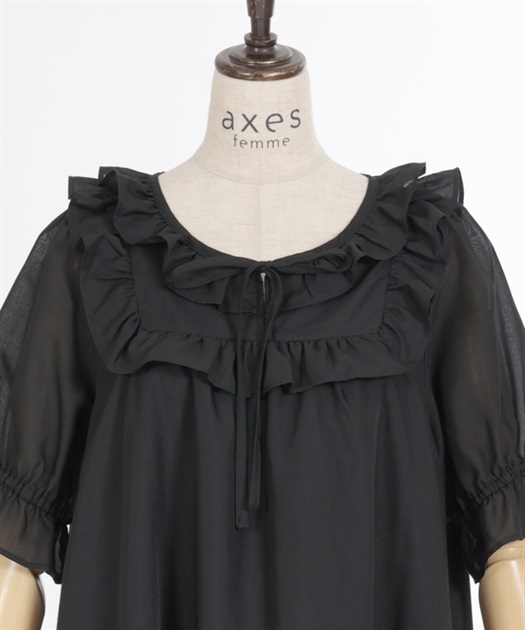 コットン風フリルAラインワンピース | レディース服 コットン風フリルAラインワンピース | レディース服