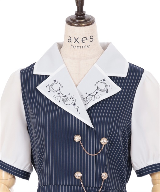 夜空刺繍襟ドッキングワンピース | レディース服・レディース 夜空刺繍襟ドッキングワンピース | レディース服・レディース