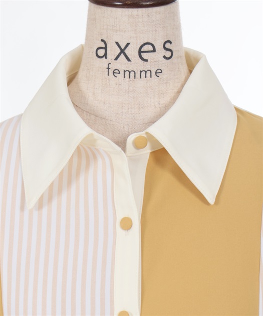 ストライプ切替シャツワンピース | axes femme | axes femme ストライプ切替シャツワンピース | axes femme | axes femme