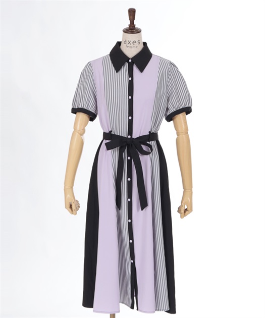 ストライプ切替シャツワンピース | axes femme | axes femme ストライプ切替シャツワンピース | axes femme | axes femme