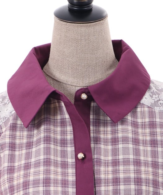 チェックバイカラーシャツワンピース | outlet | axes femme チェックバイカラーシャツワンピース | outlet | axes femme