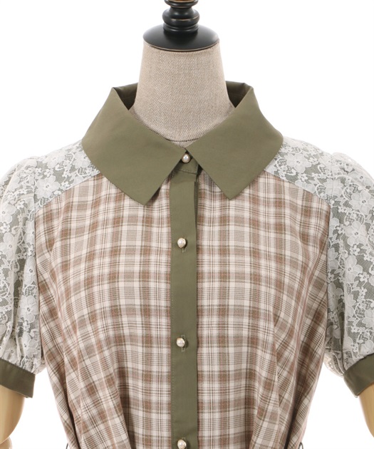 チェックバイカラーシャツワンピース | outlet | axes femme チェックバイカラーシャツワンピース | outlet | axes femme